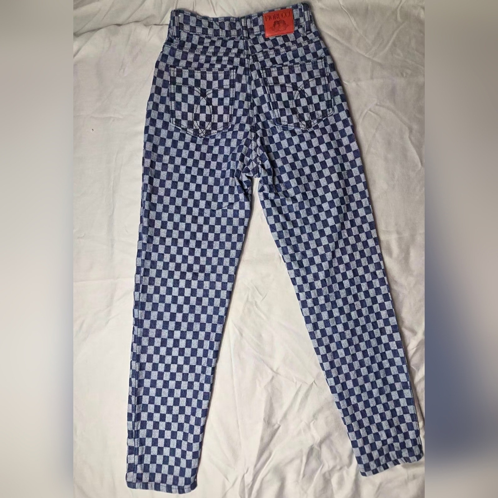 Vintage/Retro Fiorucci High Waisted Checkerboard Plaid Jeans Size 24 Rare — image 2 of 8